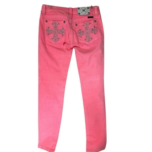 Miss Me Denim - Miss Me Jeans Neon Womans Size 29 Skinny Pants Inseam 33 Rise 10 Bling